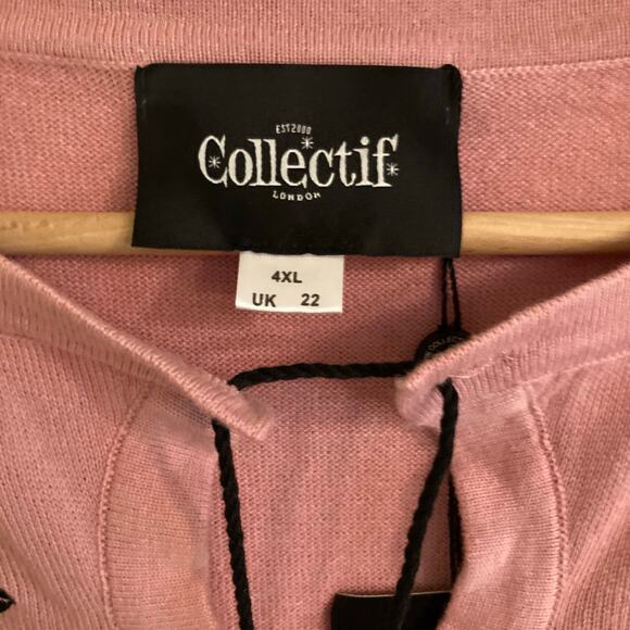 NWT Collectif Charlene Roses
Cardigan Pink US Size 18 UK 22 Pinup Rockabilly - Picture 5 of 5